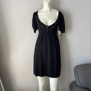 Rebecca Taylor V-Neck Rhinestone Knit Mini Dress